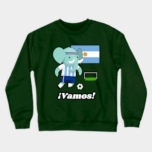 ⚽ Argentina Football, Cute Elephant Scores a Goal, Team Spirit Crewneck Sweatshirt